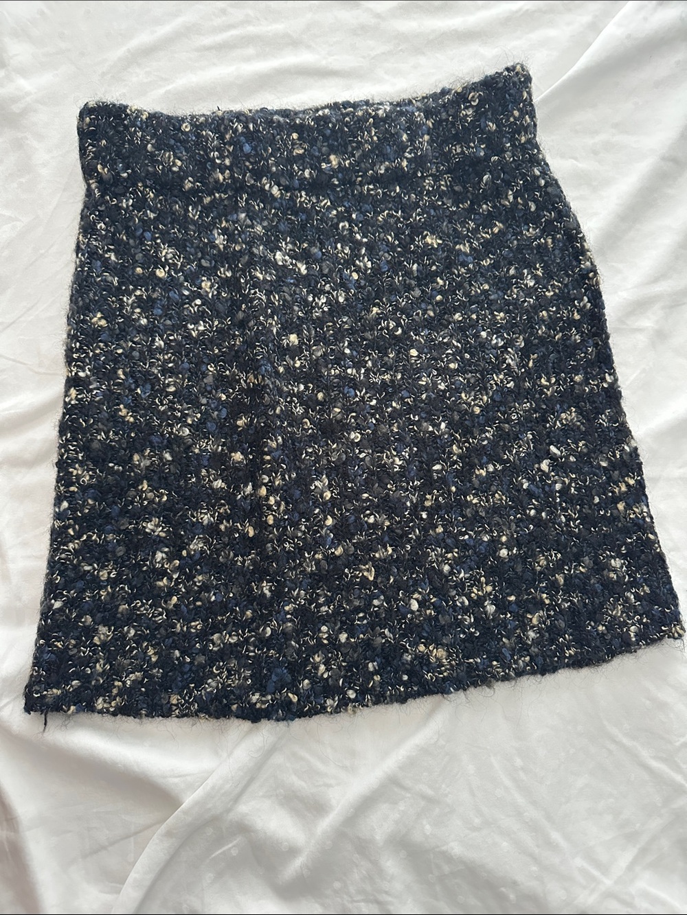 Fenn Wright Manson Navy and Cream Bouclé A-Line Skirt